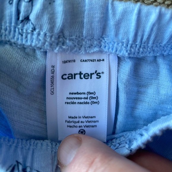 Carter’s Newborn Set. Blue Floral Jersey Material. Soft Cotton. Sz. Newborn. EUC - Picture 7 of 7